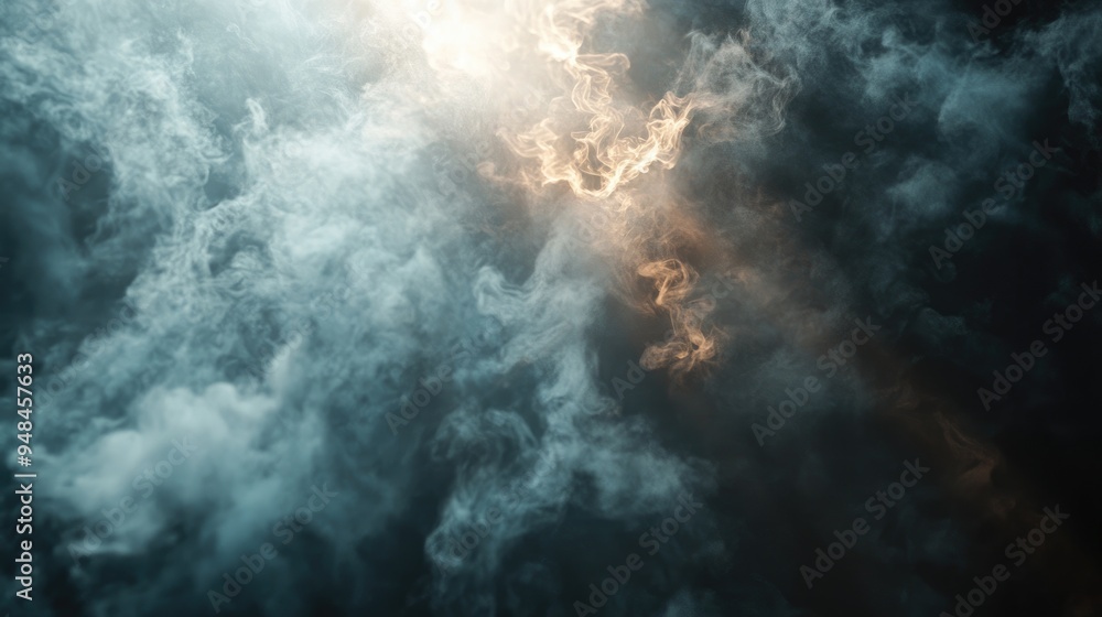 Radiant illumination amidst smoke creates a dynamic background effect Radiant illumination amidst smoke creates a dynamic background effect