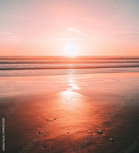 Biarritz, France. Sunset on the Grande Beach