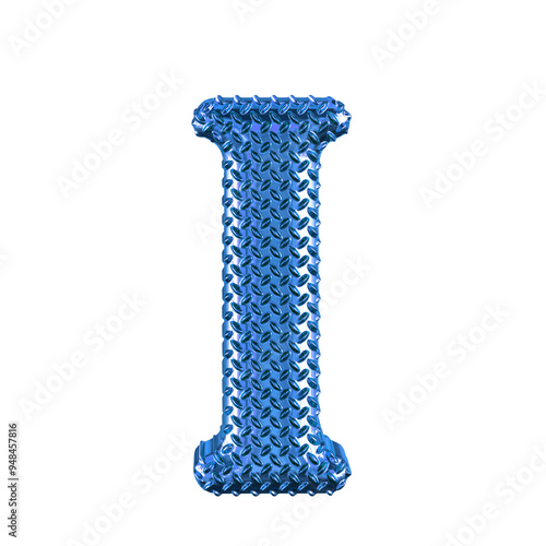 Blue ribbed symbol. letter i