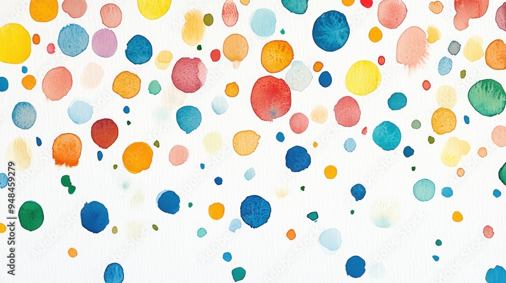 Watercolor confetti on a white background featuring delightful rainbow colored dots perfect for a cheerful celebration card with a vibrant and classy hand painted touch Watercolor confetti on a white background featuring delightful rainbow colored dots perfect for a cheerful celebration card with a vibrant and classy hand painted touch