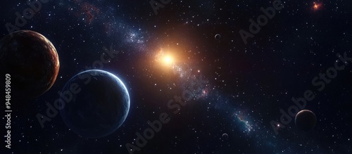 Deep space depicted in a 3D cartoon rendering showcasing a science fiction cosmos