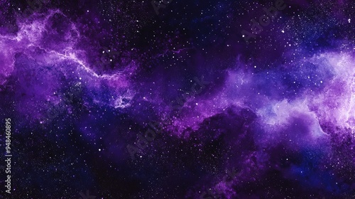 Vibrant purple cosmic panorama featuring a starry sky and a glimpse of the universe