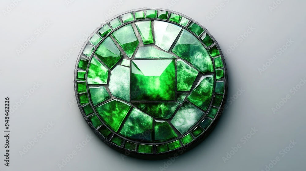 Realistic green mosaic badge design Realistic green mosaic badge design
