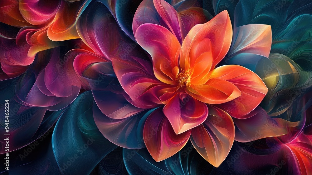 Vibrant abstract floral digital artwork Vibrant abstract floral digital artwork