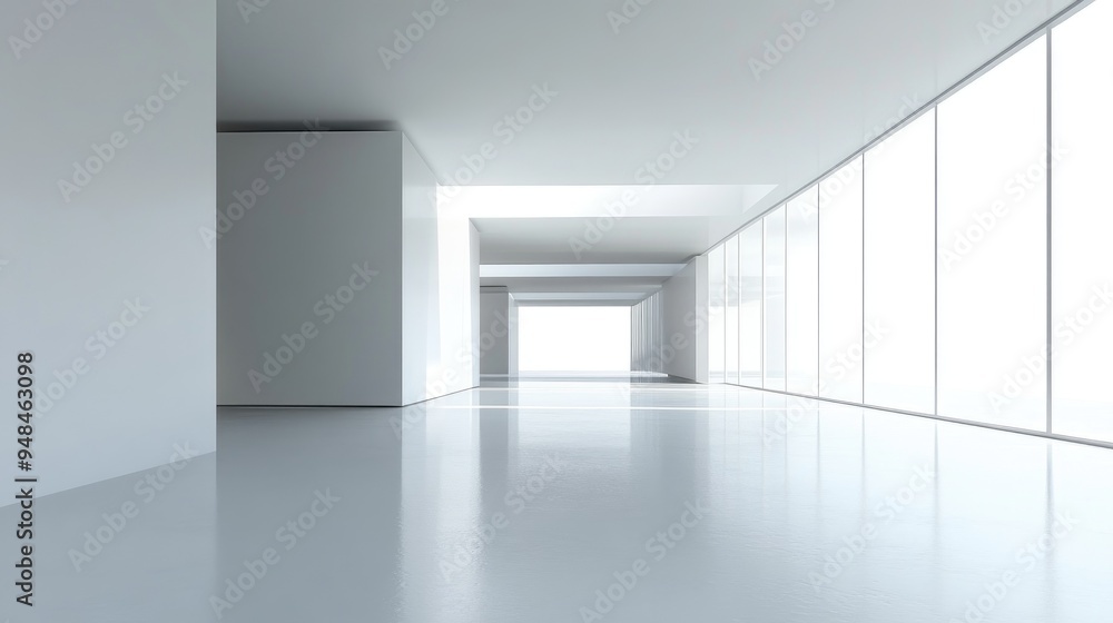 Obraz premium Abstract modern architectural background featuring an empty open space interior in 3D