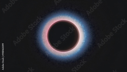 abstract black hole glowing ring on black background, gradient grain, noise texture space backdrop