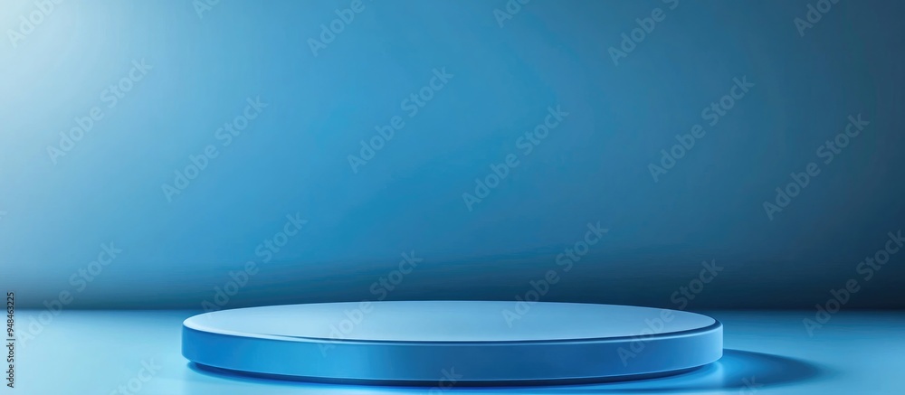 Abstract geometric blue podium with frosted glass on a blue background for product presentation Minimalist design 3D rendering Abstract geometric blue podium with frosted glass on a blue background for product presentation Minimalist design 3D rendering
