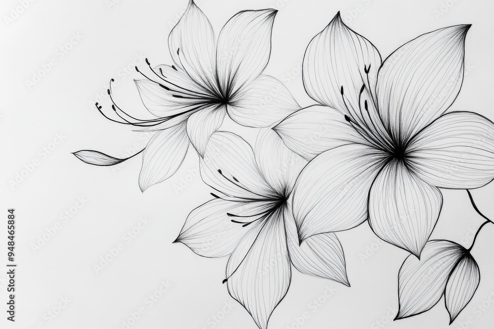 This captivating artwork showcases a dramatic black and white abstract illustration of intricate flowers, highlighting minimalist design, botanical elegance, and artistic beauty uniquely This captivating artwork showcases a dramatic black and white abstract illustration of intricate flowers, highlighting minimalist design, botanical elegance, and artistic beauty uniquely