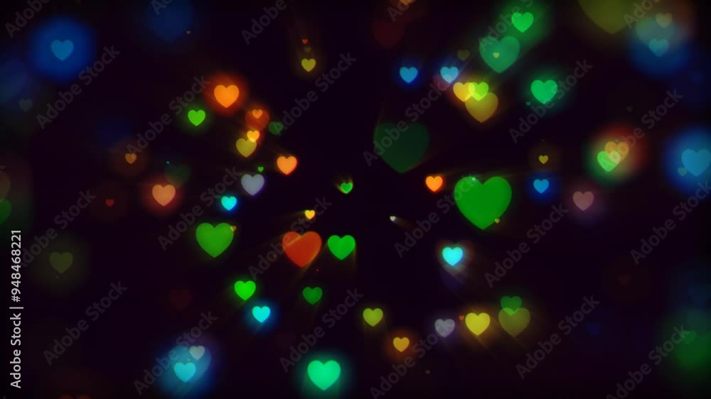 Shiny colorful beautiful hearts on dark background. Abstract fantasy of passion Shiny colorful beautiful hearts on dark background. Abstract fantasy of passion