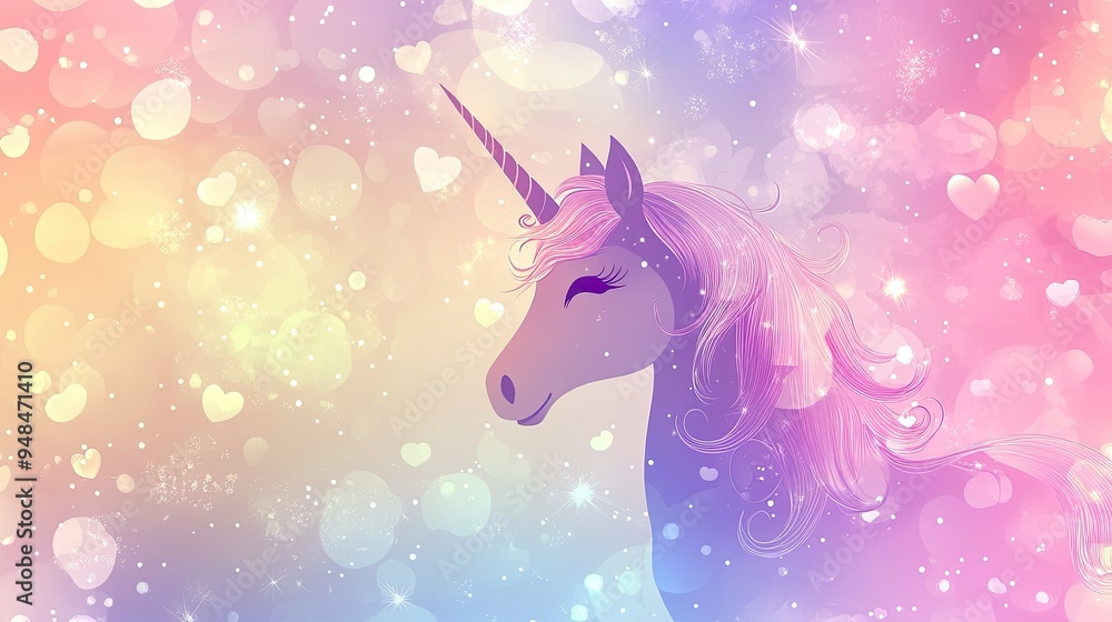 Vector pastel unicorn wallpaper with dreamy hearts, circles, bokeh, and stars, perfect for a magical and sweet design. Vector pastel unicorn wallpaper with dreamy hearts, circles, bokeh, and stars, perfect for a magical and sweet design.