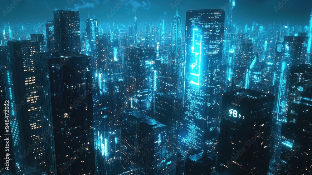 A stunning view of a futuristic city illuminated with neon lights, showcasing advanced architecture and high-tech ambiance. A stunning view of a futuristic city illuminated with neon lights, showcasing advanced architecture and high-tech ambiance.