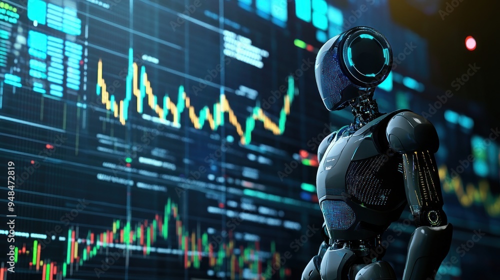 Robot Analyzing Financial Data Robot Analyzing Financial Data
