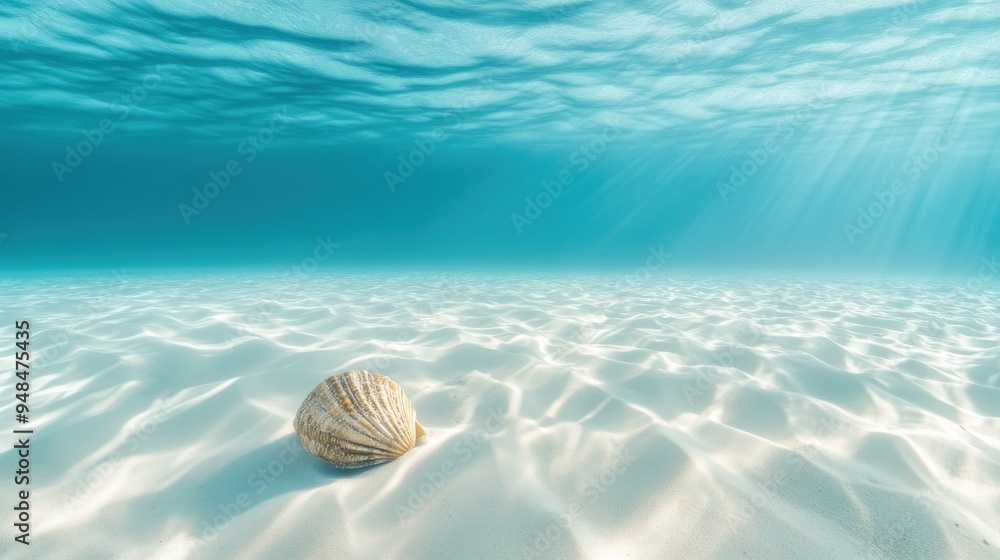 Seashell on Sandy Ocean Bottom Seashell on Sandy Ocean Bottom