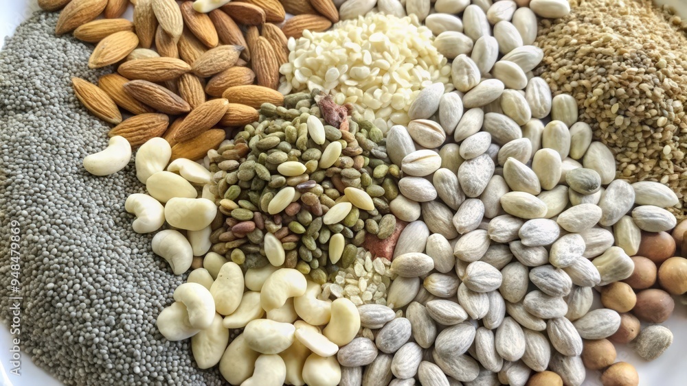 Obraz premium A Plate of Various Nuts and Seeds
