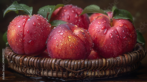 nectarines in a basket