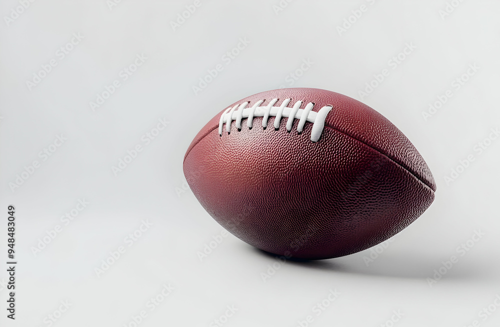 Classic game: An American football resting against a pristine white background, highlighting the iconic nature of the sport, Classic game: An American football resting against a pristine white background, highlighting the iconic nature of the sport,