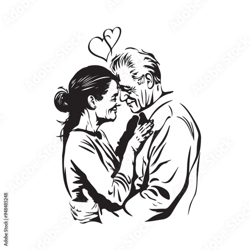 Old Couple Love Stock Illustrations. Elderly couple in love  Vector Image
