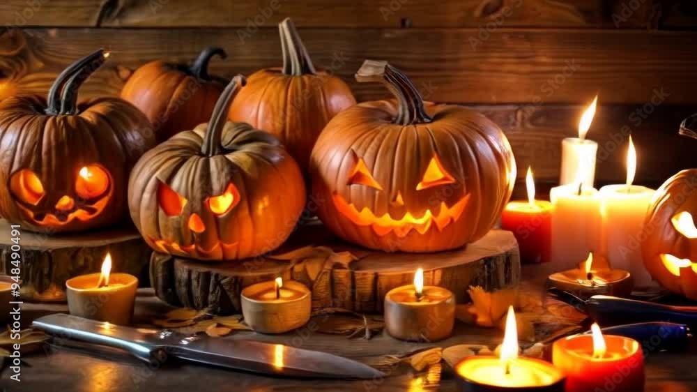 Halloween Jack-o'-Lanterns with Candles Halloween Jack-o'-Lanterns with Candles