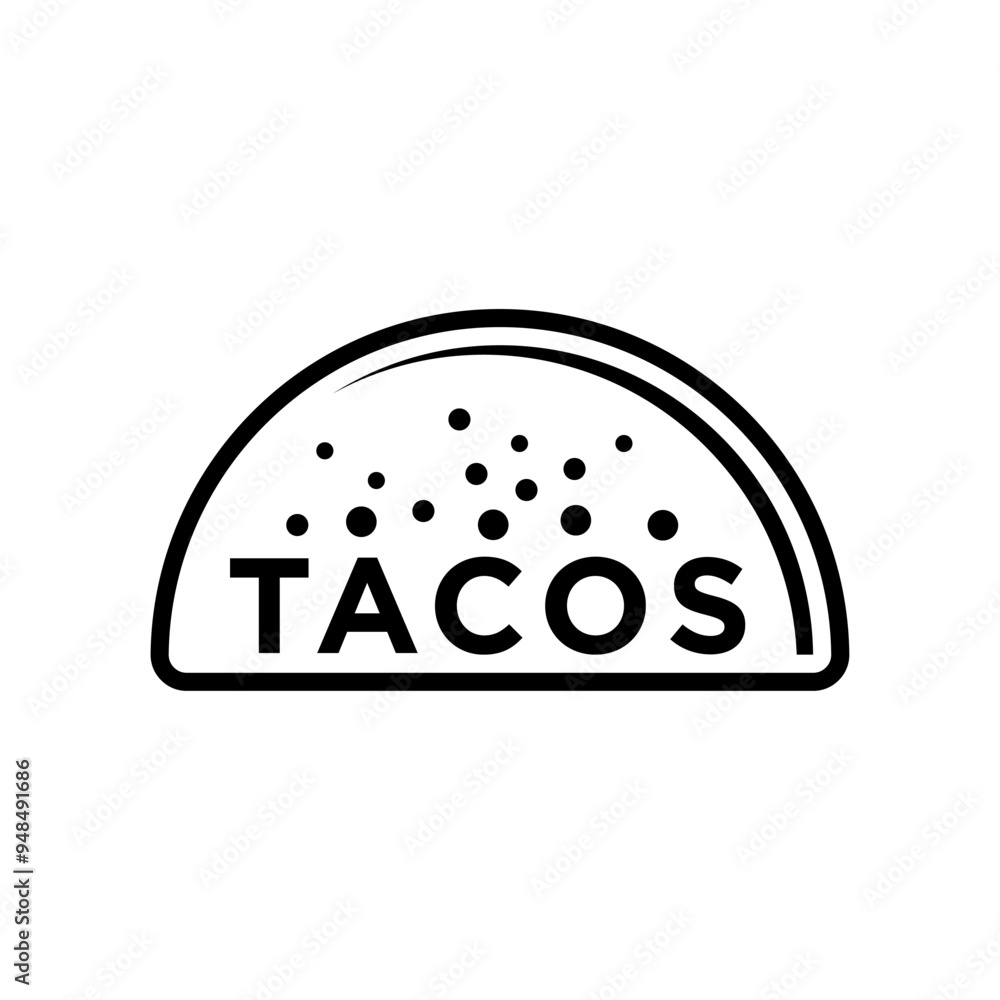 Naklejka premium Tacos logo icon vector illustration template hand draw black and white