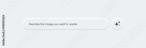 3D generative AI bar as part of UI UX design and web site. Enter command text to generate ideas, artificial intelligence technology concept. Vector illustration.