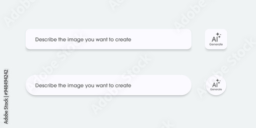 3D generative AI bar as part of UI UX design and web site. Enter command text to generate ideas, artificial intelligence technology concept. Vector illustration.
