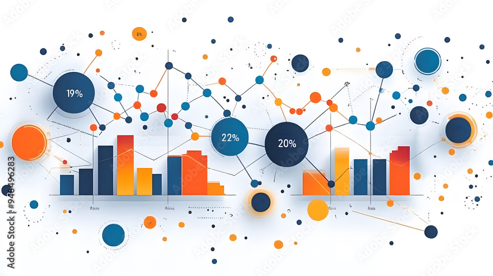 Line and Bar Charts: A vector graphic displaying a mix of business line and bar charts on a white background, highlighting data fluctuations and growth patterns. Line and Bar Charts: A vector graphic displaying a mix of business line and bar charts on a white background, highlighting data fluctuations and growth patterns.