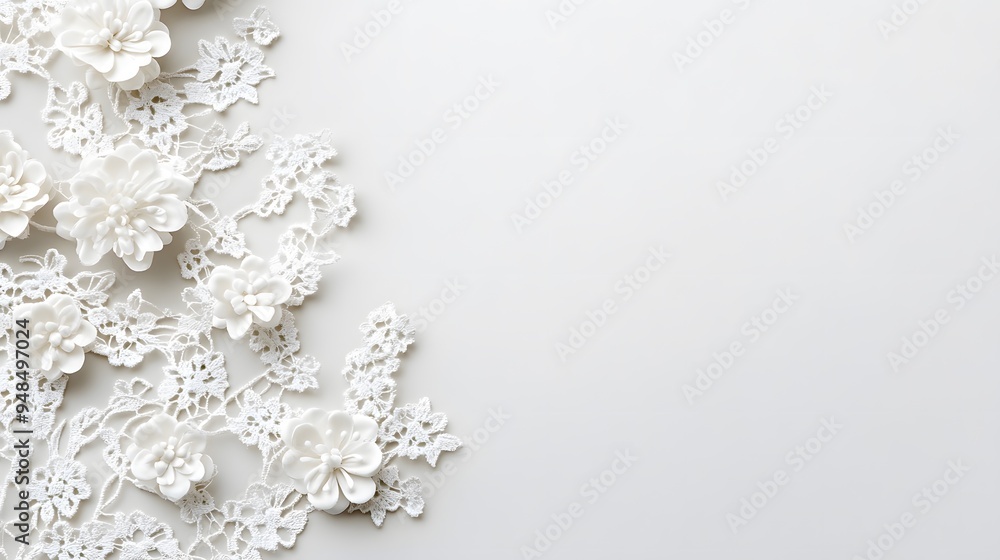 Background of floral tablecloth with lace overlay Background of floral tablecloth with lace overlay