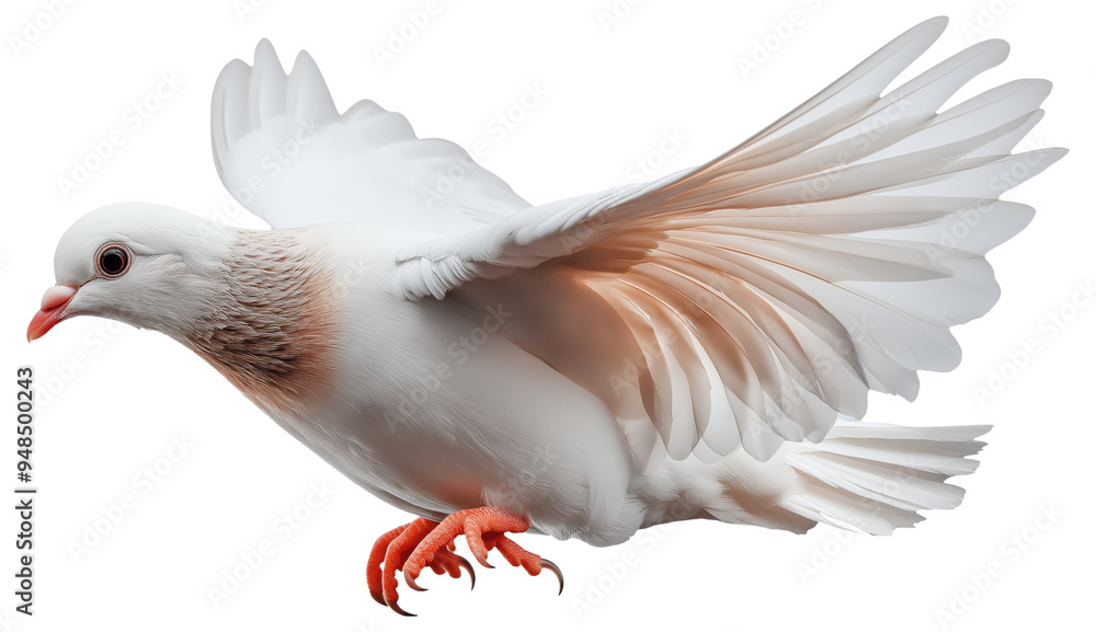 Obraz premium PNG White dove in mid-flight with wings spread