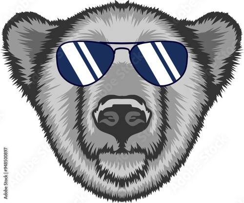 Polar Bear Face Aviator Sunglasses