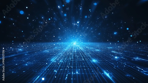 Fototapeta Naklejka Na Ścianę i Meble -  Abstract digital blue data space background with glowing light points and lines, representing technology and future innovation.