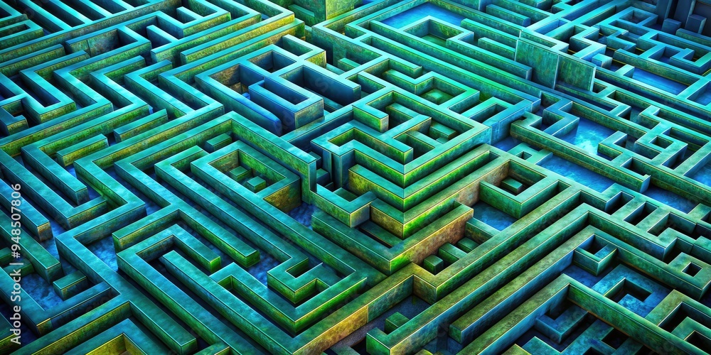 Microscopic Maze: Intricate, detailed, geometric, ethereal, blue and green Microscopic Maze: Intricate, detailed, geometric, ethereal, blue and green