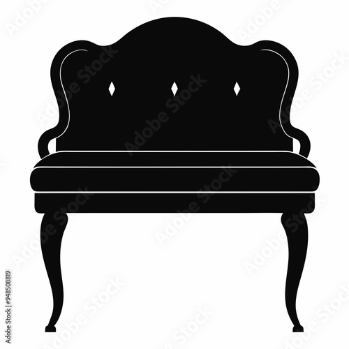Upholstered bench Black silhouette