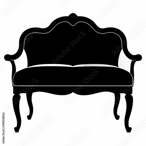 Upholstered bench Black silhouette