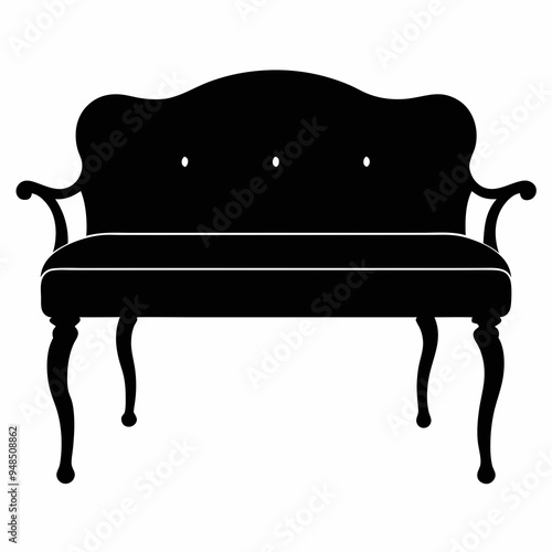 Upholstered bench Black silhouette