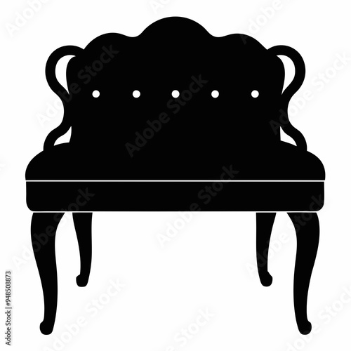 Upholstered bench Black silhouette