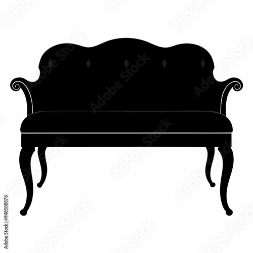 Upholstered bench Black silhouette