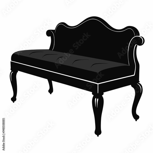 Upholstered bench Black silhouette