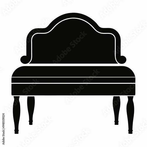Upholstered bench Black silhouette