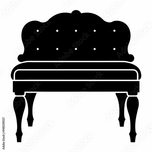 Upholstered bench Black silhouette