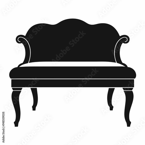 Upholstered bench Black silhouette