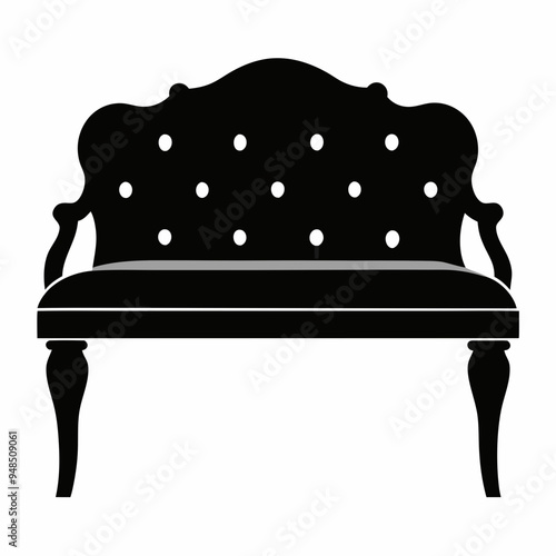 Upholstered bench Black silhouette