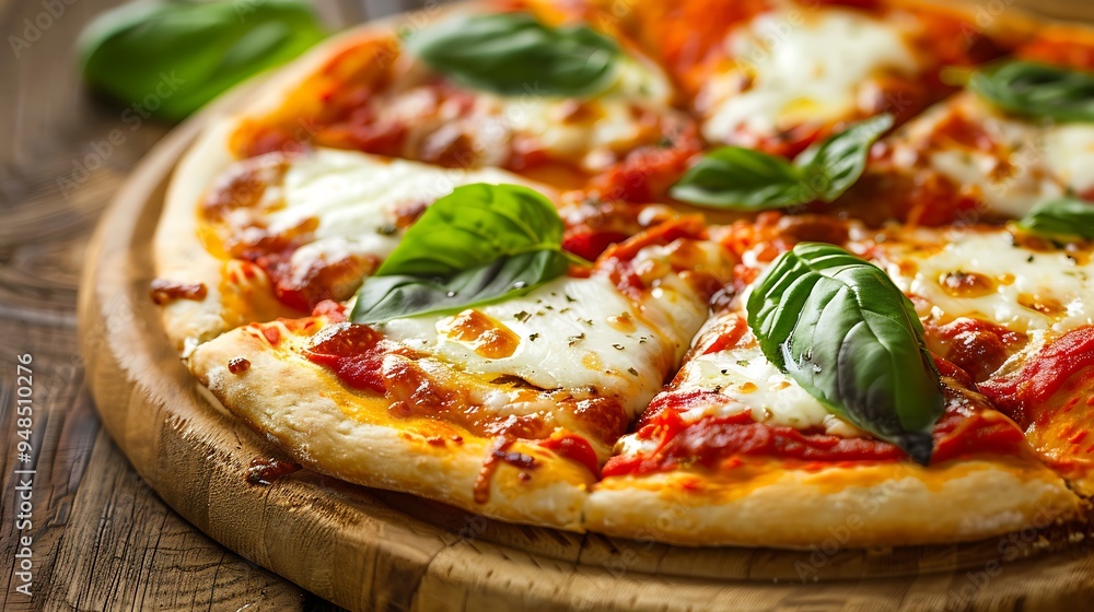 Delicious Pizza with Mozzarella, Tomato Sauce, and Basil Delicious Pizza with Mozzarella, Tomato Sauce, and Basil
