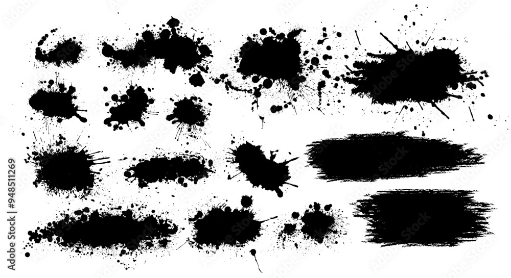 Black brush stroke set isolated on background. Paint brush stroke for ink paint, grunge design element, dirt banner, watercolor design, dirty texture. Trendy brush stroke. hand drawn. Not AI, Vector Black brush stroke set isolated on background. Paint brush stroke for ink paint, grunge design element, dirt banner, watercolor design, dirty texture. Trendy brush stroke. hand drawn. Not AI, Vector