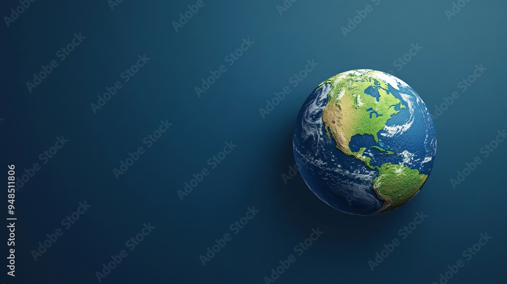 A minimalistic illustration of the planet Earth with green continents and blue oceans A minimalistic illustration of the planet Earth with green continents and blue oceans