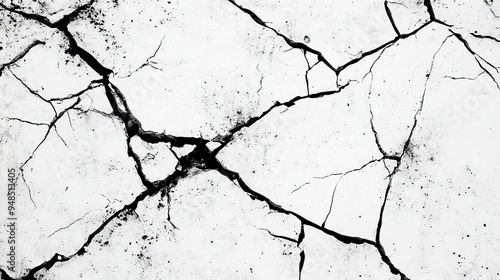 a black and white vintage of cracked concrete scribble effect, old wall background crack vector, grunge texture, Fractured texture ground generative ai