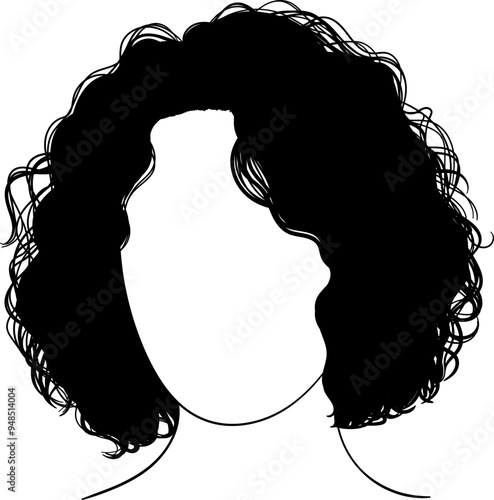 Curly hair shoulder length girl avatar vector isolated	