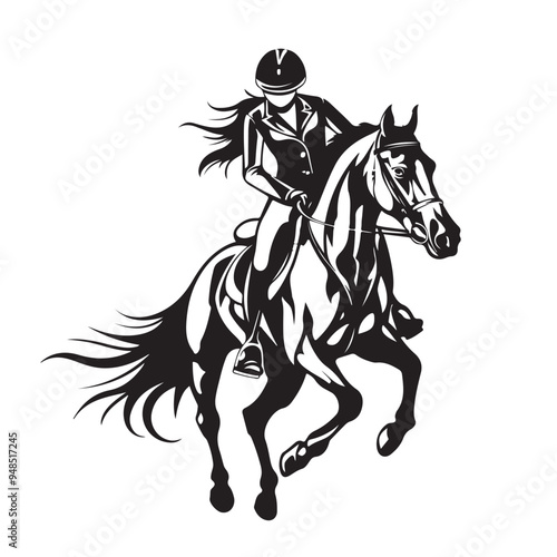Woman Riding Horse racing vector logo design Stock Vector Images . 