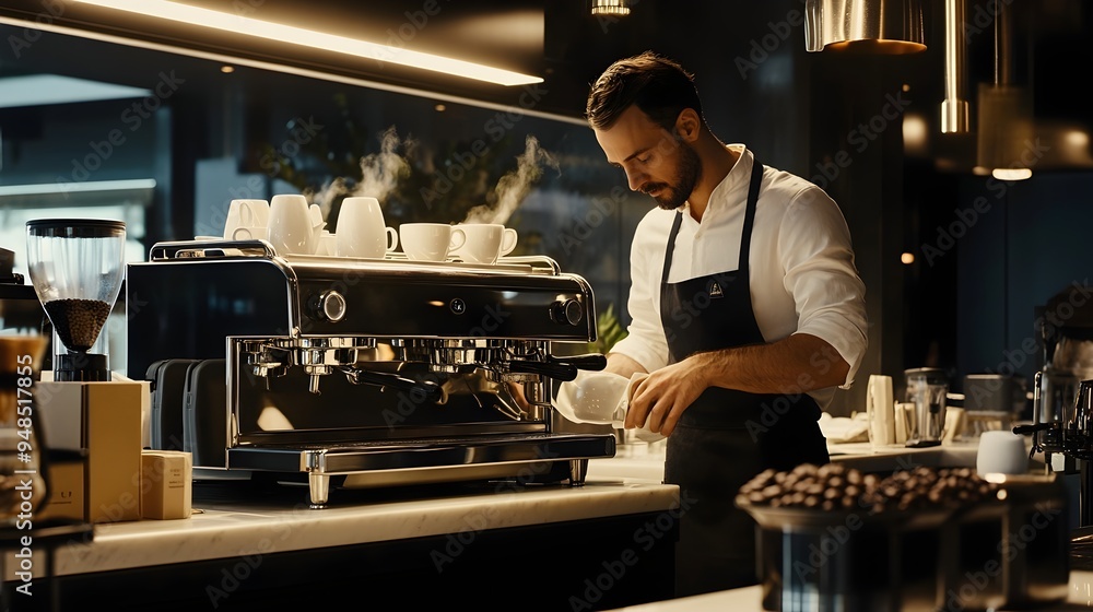 Barista Brewing Perfect Coffee Espresso Machine Artisan Techniques Cafe Barista Brewing Perfect Coffee Espresso Machine Artisan Techniques Cafe