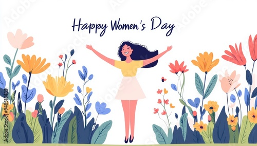 Happy Women's Day 2025. Modern illustration for the March 8 holiday.