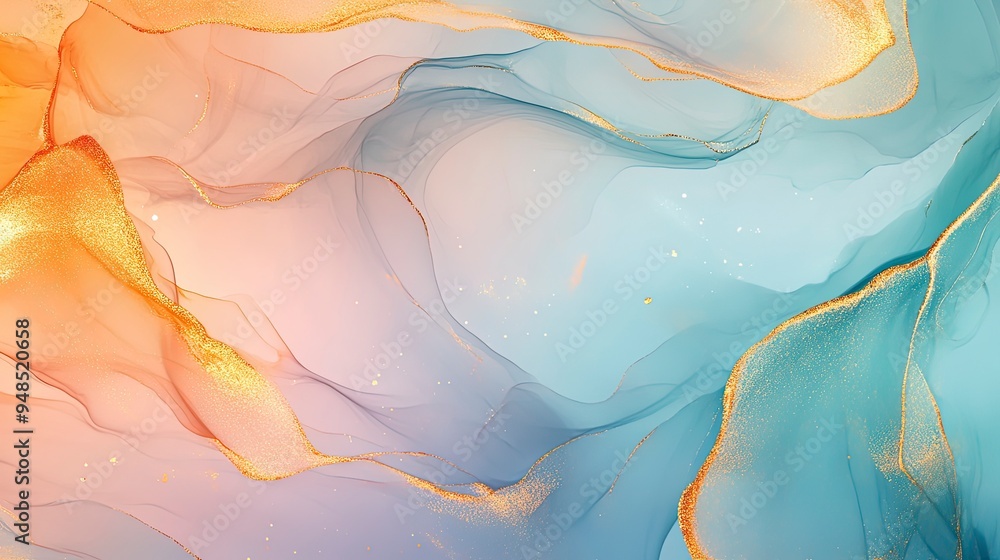 Natural luxury abstract fluid art painting in alcohol ink technique. Tender and dreamy wallpaper. Mixture of colors creating transparent waves and golden swirls. Natural luxury abstract fluid art painting in alcohol ink technique. Tender and dreamy wallpaper. Mixture of colors creating transparent waves and golden swirls.
